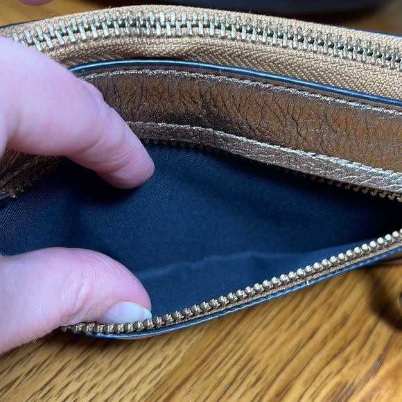 COACH Mickie Accordion Zip Leather Wallet in Brass - Picture 9 of 16